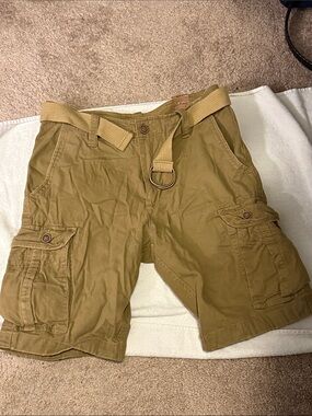 Red Camel Men's Cargo Shorts in Khaki Brown with Belt